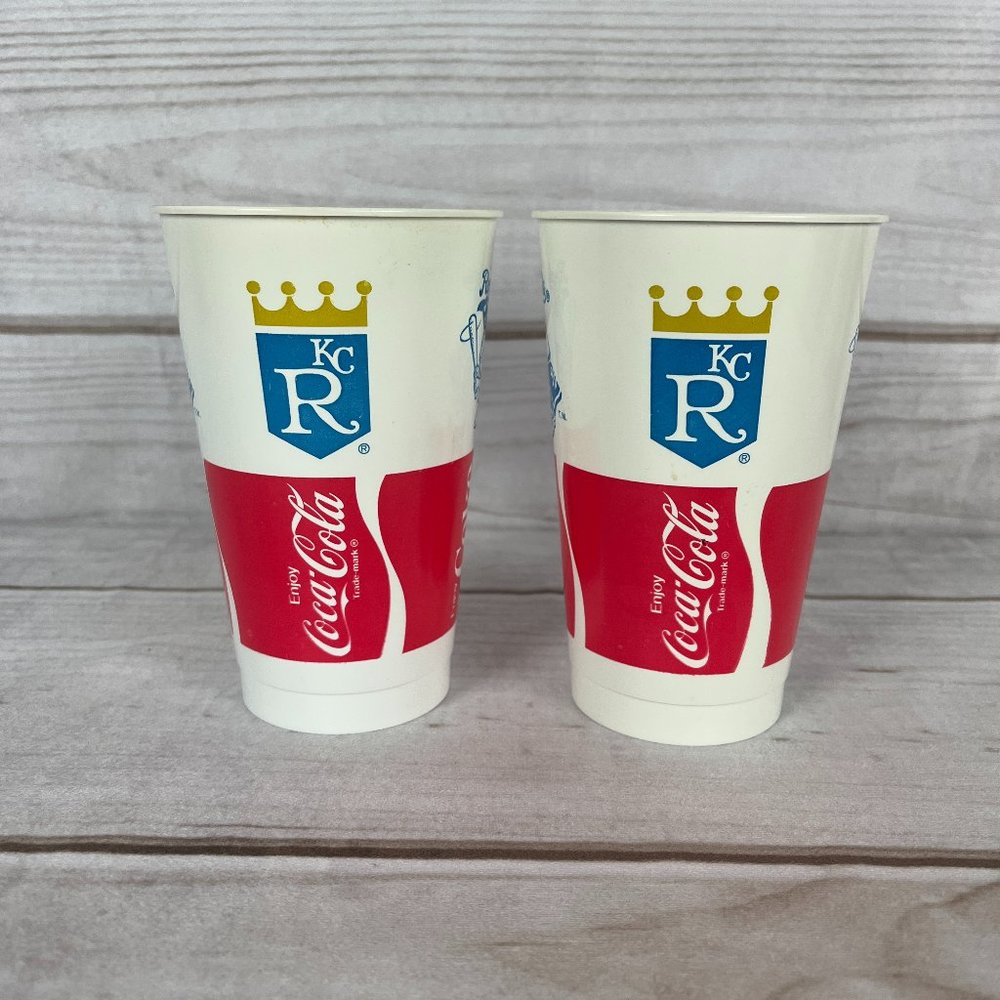 Lot of 2 Vintage Kansas City Royals Coca-Cola Souvenir Stadium Plastic Cups